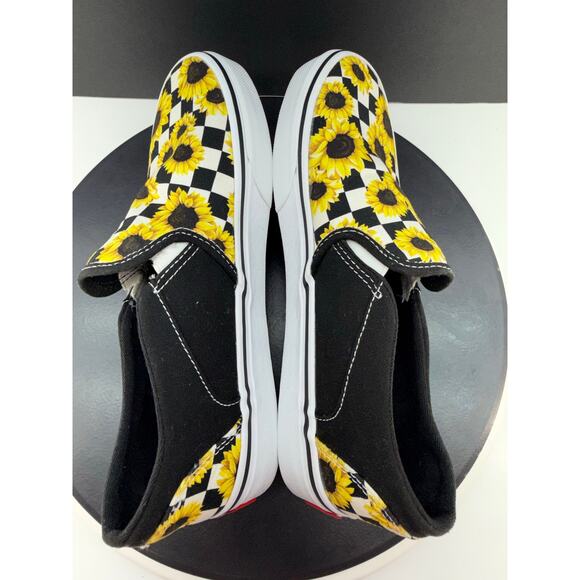 VANS Asher Sunflower Checkered Womens Size 8 Slip On Casual Sneakers Shoes - Picture 5 of 11